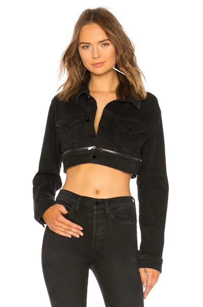 Shop Cotton Citizen Super Crop Denim Jacket In Faded Black