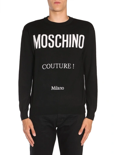 Shop Moschino Round Collar Sweater In Black