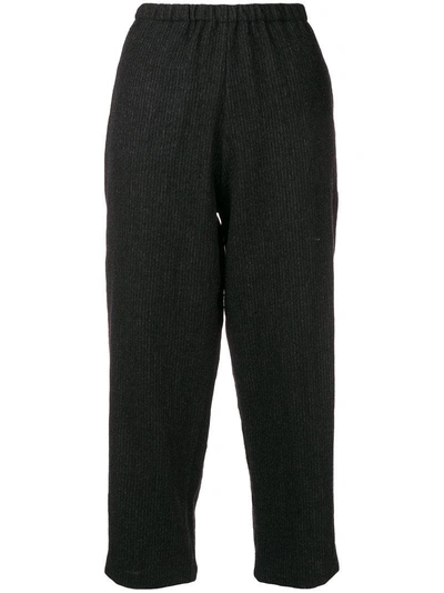 Shop Apuntob Cropped Tapered Trousers - Black