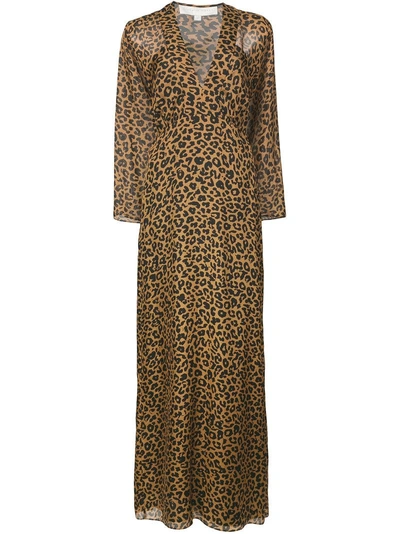 Shop Michelle Mason Leopard Print Dress - Yellow