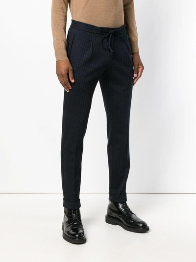 Shop Paolo Pecora Pinstripe Tapered Trousers - Blue