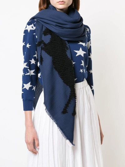 Shop Chloé Horse Knitted Scarf - Blue