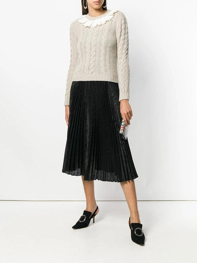 Shop Red Valentino Midi Pleated Skirt In Black