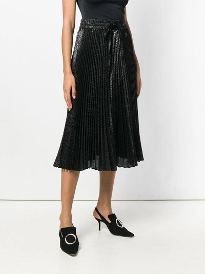 Shop Red Valentino Midi Pleated Skirt In Black