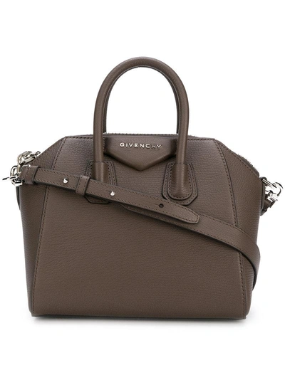 Shop Givenchy Mini Logo Plaque Tote Bag In Grey