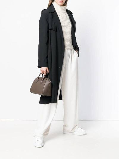 Shop Givenchy Mini Logo Plaque Tote Bag In Grey