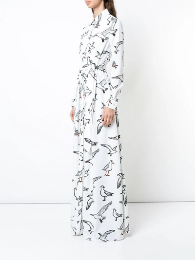 Shop Oscar De La Renta Bird-print Maxi Shirt Dress - White