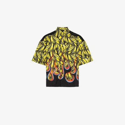 Prada Banana And Flame Print Shirt In Black ModeSens