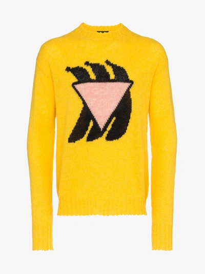 Shop Prada Long Sleeve Banana Knit Sweater In Yellow&orange