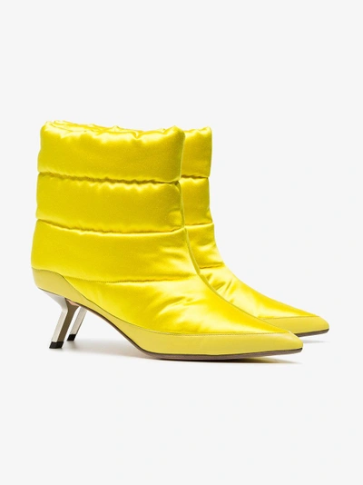 Shop Alchimia Di Ballin Yellow Daphne 55 Satin Puffer Boots In Yellow/orange