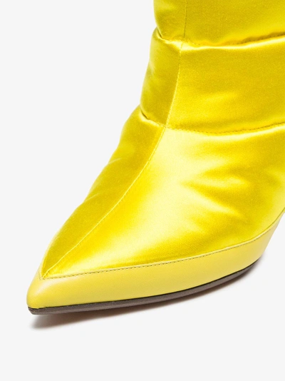 Shop Alchimia Di Ballin Yellow Daphne 55 Satin Puffer Boots In Yellow/orange