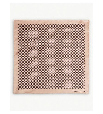 Shop Tiger Of Sweden Porate Geometric Tile Silk Pocket Square In Cold Wood