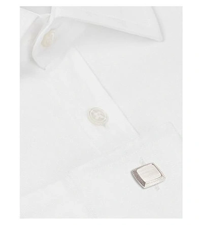 Shop Tateossian Brushed Satin Square Cufflinks In Silver