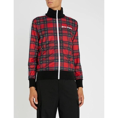 Shop Palm Angels Logo-embroidered Checked Jersey Jacket In Tartan