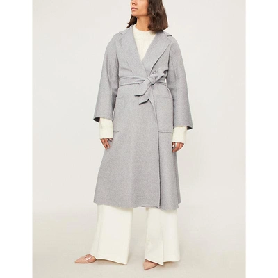 Shop Max Mara Lilia Cashmere Wrap Coat In Light Grey