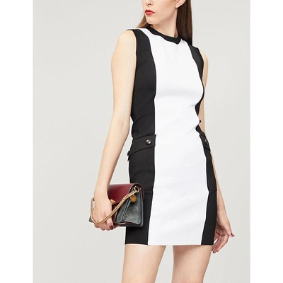 Shop Givenchy Sleeveless Knitted Mini Dress In Black/white