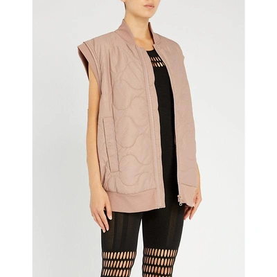 Shop Adidas By Stella Mccartney Yoga Quilted Shell Gilet In Smoked Pink