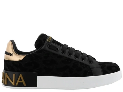 Shop Dolce & Gabbana Portofino Sneakers In Black/ White