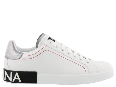 Shop Dolce & Gabbana Portofino Sneakers In White-silver