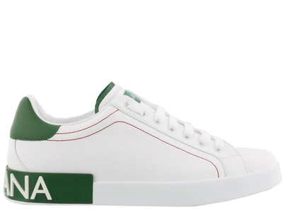 Shop Dolce & Gabbana Portofino Sneakers In White/green