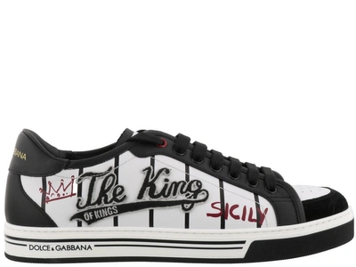 Shop Dolce & Gabbana Roma Sneakers In Sicily Righe F.bco