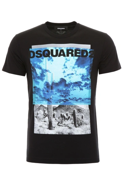 Shop Dsquared2 Desert Print T-shirt In Black
