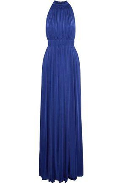 Shop Catherine Deane Woman James Gathered Satin-jersey Gown Bright Blue