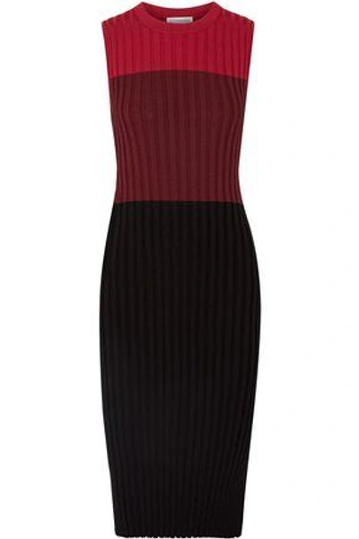 Shop Altuzarra Woman Mariana Color-block Ribbed-knit Dress Multicolor