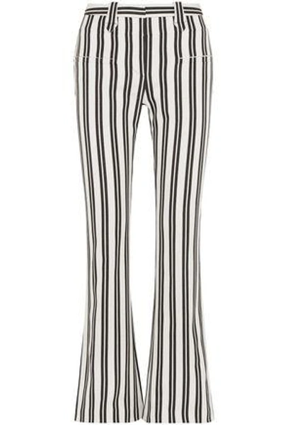 Shop Altuzarra Woman Striped Wool-blend Flared Pants Off-white