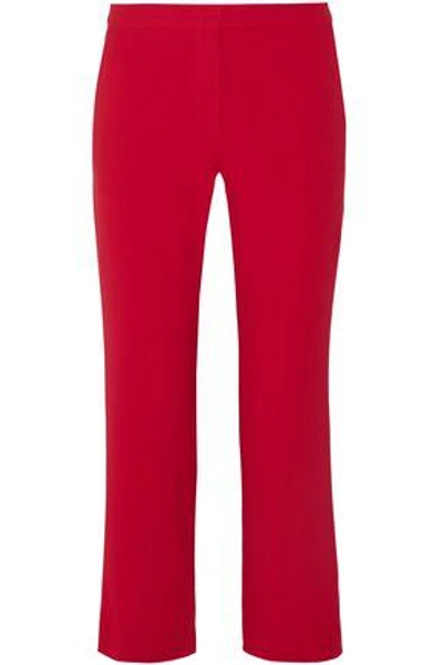 Shop Altuzarra Woman Cropped Crepe Straight-leg Pants Crimson