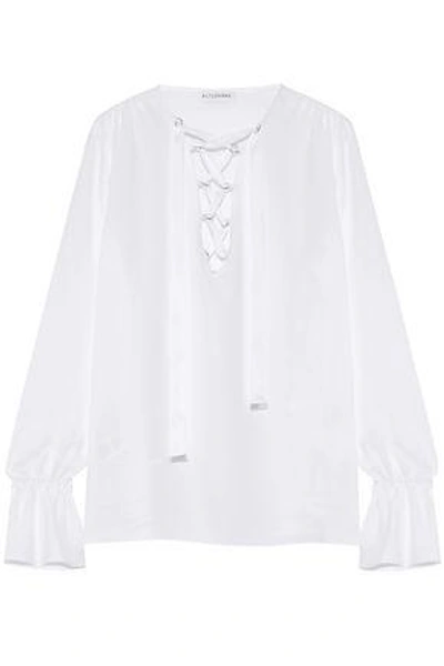 Shop Altuzarra Woman Capulet Lace-up Silk-blend Crepe Blouse White