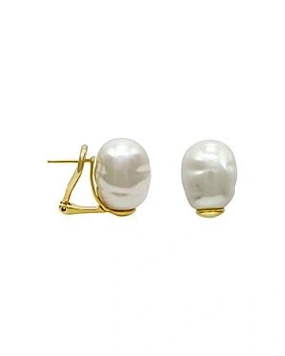 Shop Majorica Simulated Baroque Pearl Stud Earrings In White