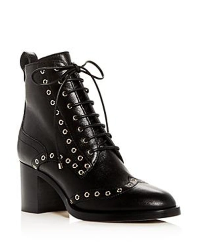Shop Jimmy Choo Women's Hanah 65 Leather Wingtip Block-heel Booties In Black/gold