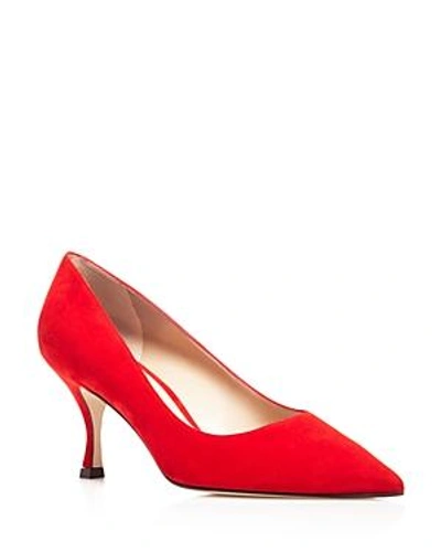 Shop Stuart Weitzman Women's Tippi 70 Pointed Toe Suede High-heel Pumps In Follow Me Red