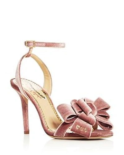Shop Charlotte Olympia Women's Velvet Bow High-heel Sandals In Pink
