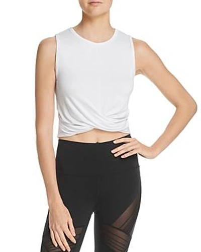 Shop Alo Yoga Cover Twist-front Cropped Tank In White