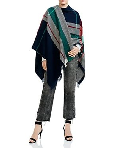 Shop Maje Emmy Printed Fringed Poncho In Multicolor