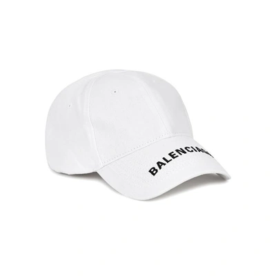 Shop Balenciaga Logo-embroidered Cotton Twill Cap In White