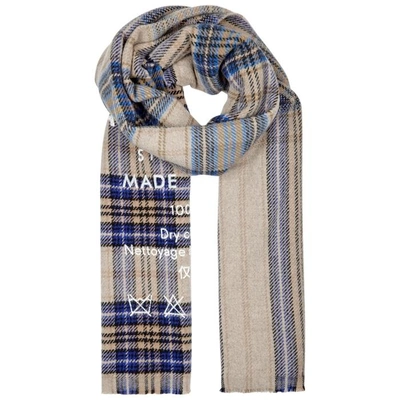 Shop Acne Studios Cassia Checked Wool Scarf In Beige