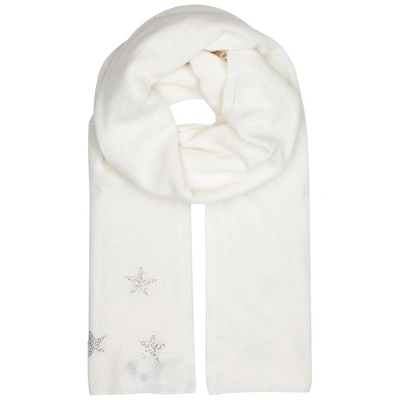 Shop Hawico Corum Embellished Cashmere Scarf In White