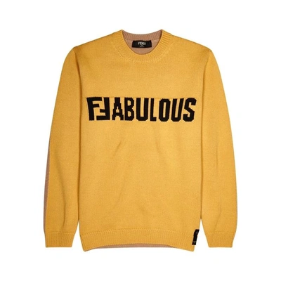 Shop Fendi Colour-block Intarsia Wool Jumper In Yellow
