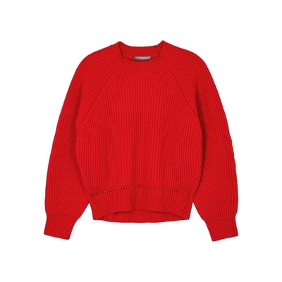 Shop Alexander Mcqueen Red Ribbed Wool-blend Jumper