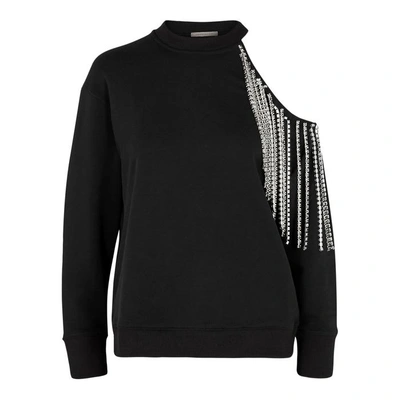 Shop Christopher Kane Black Crystal-embellished Sweatshirt