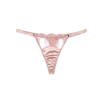 Shop Fleur Of England Antoinette Blush Satin Thong In Light Pink