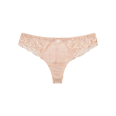 Shop Simone Perele Promesse Peach Lace Thong In Light Pink