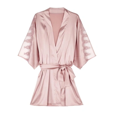 Shop Fleur Of England Antoinette Blush Silk-blend Robe In Light Pink