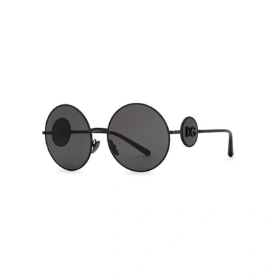 Shop Dolce & Gabbana Black Round-frame Sunglasses