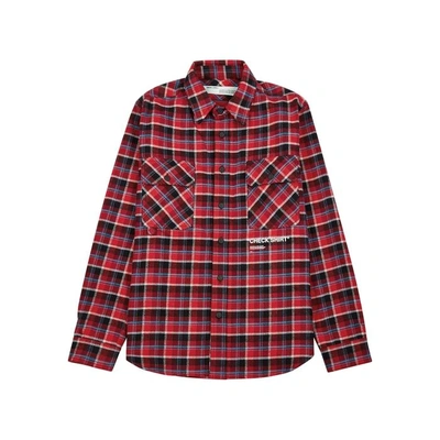Shop Off-white Quote Red Checked Flannel Shirt