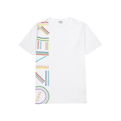 Shop Kenzo Logo Print White Cotton T-shirt