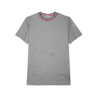 Shop Moncler Grey Mélange Cotton T-shirt